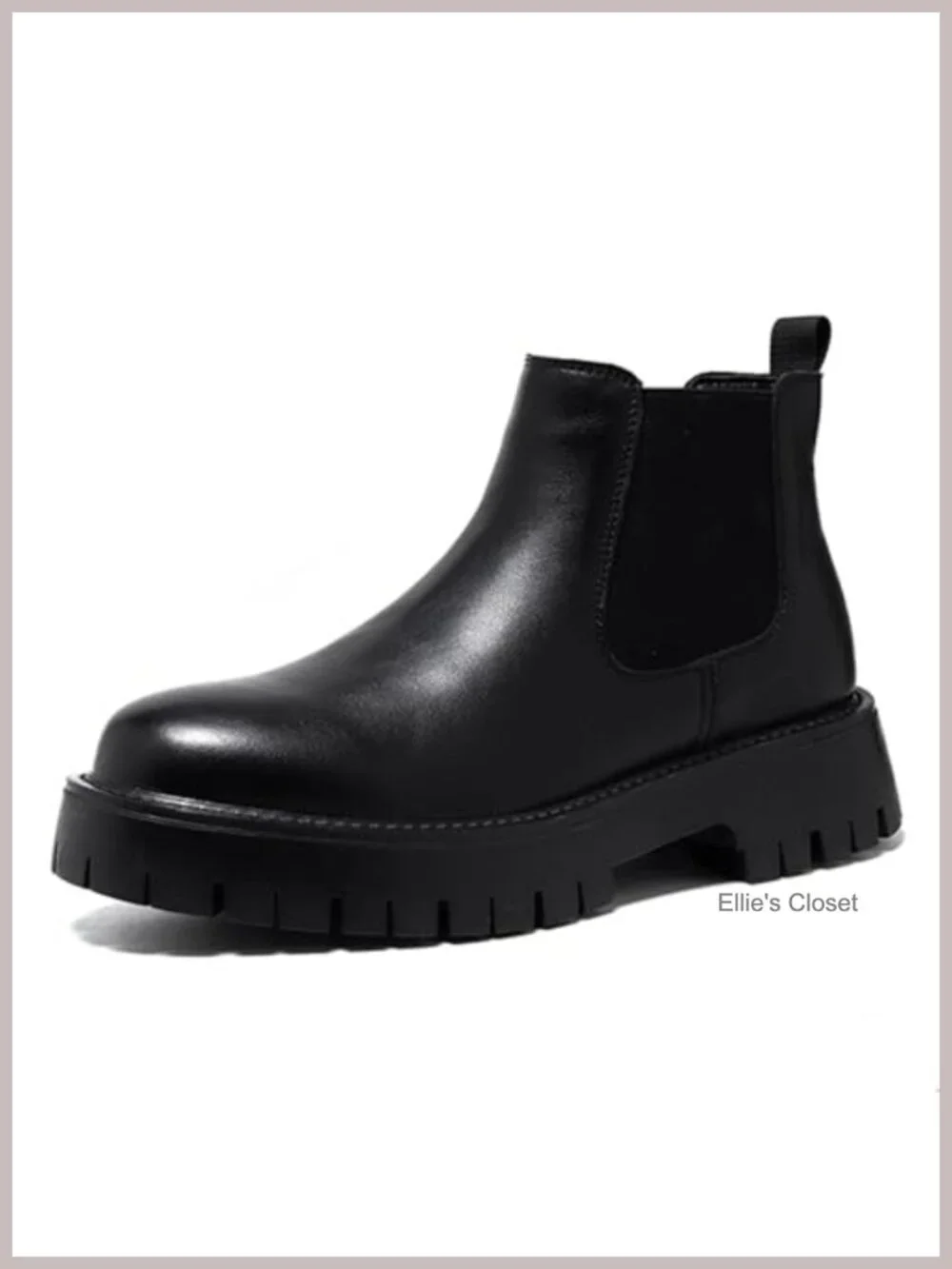 Genuine Leather Chunky Platform Chelsea Dress Boots Lug Sole Slip-On Ankle Boots